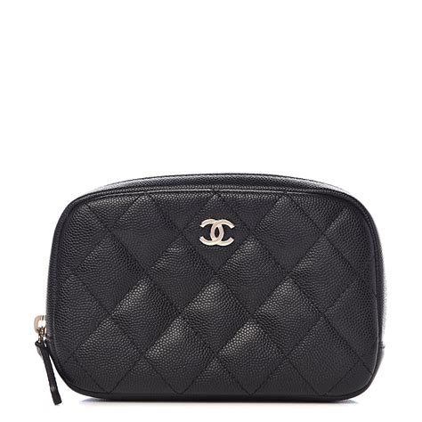 chanel caviar quilted small curvy pouch cosmetic case black|Pouches .